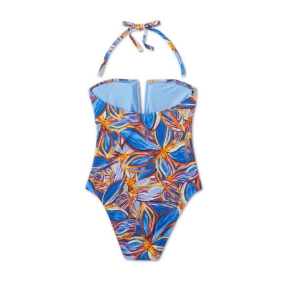 Noel Women's Leafy Palm Print Deep V-Neck High Leg Cheeky One Piece - Picture 5 of 6